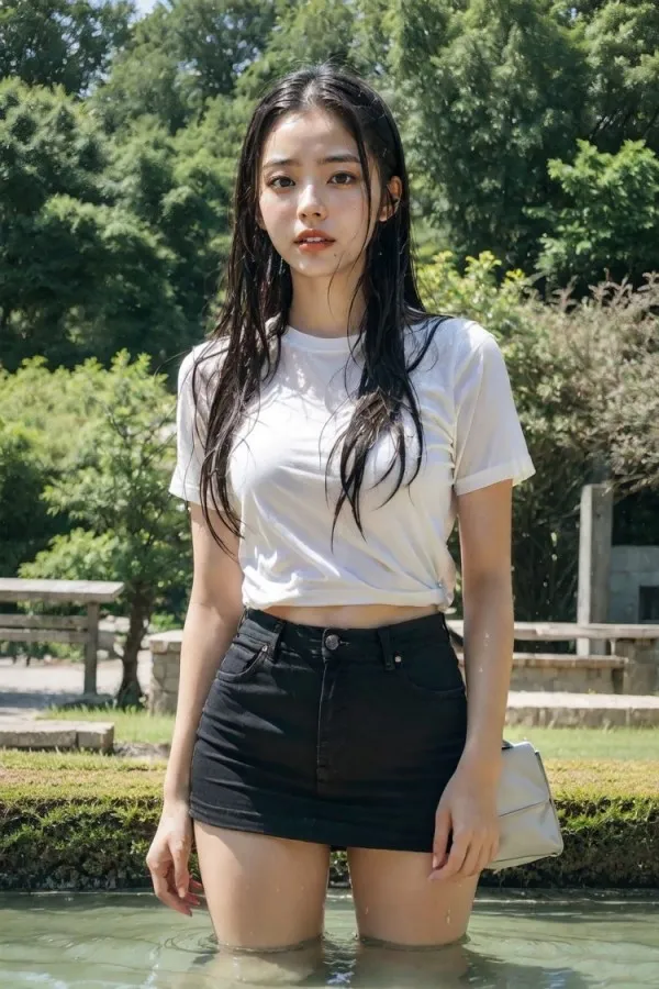 우산이 없어 흠뻑 젖은 AI