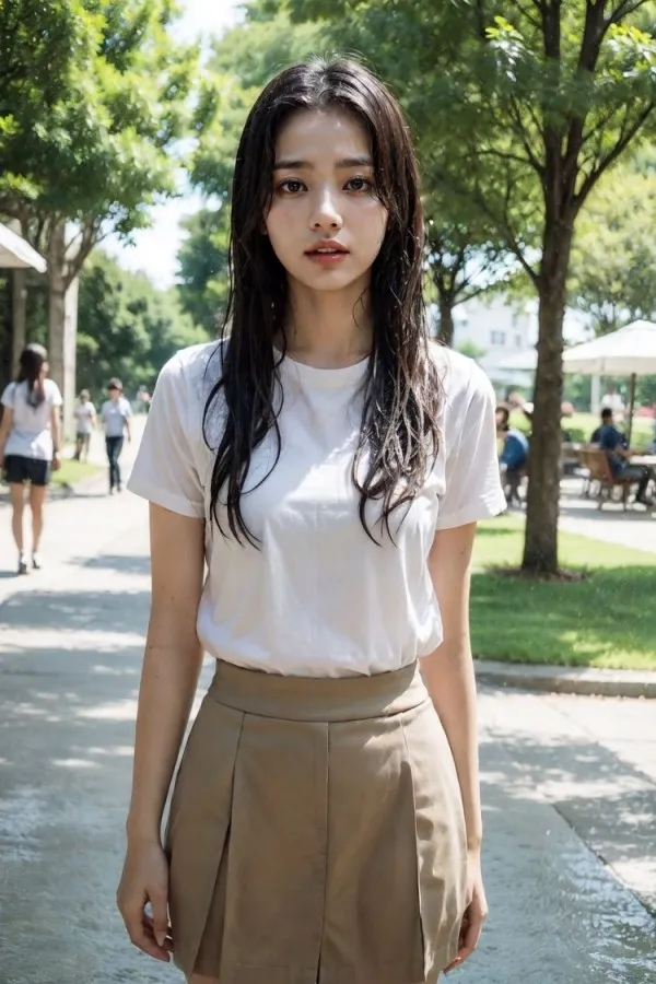 우산이 없어 흠뻑 젖은 AI